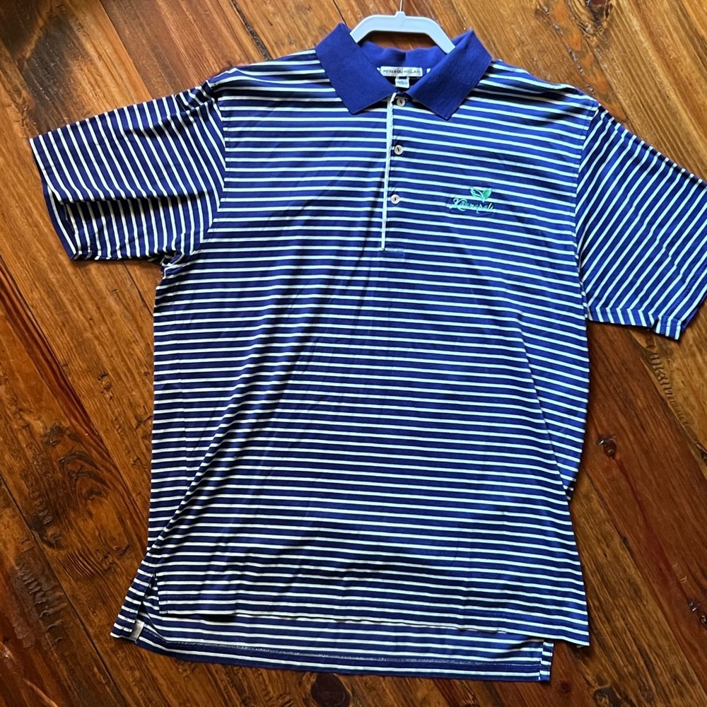 Peter Millar Purple (Indigo) and White Striped Cotton Polo Ka’anapali Hawaii